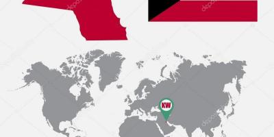 Koweït carte dans la carte du monde