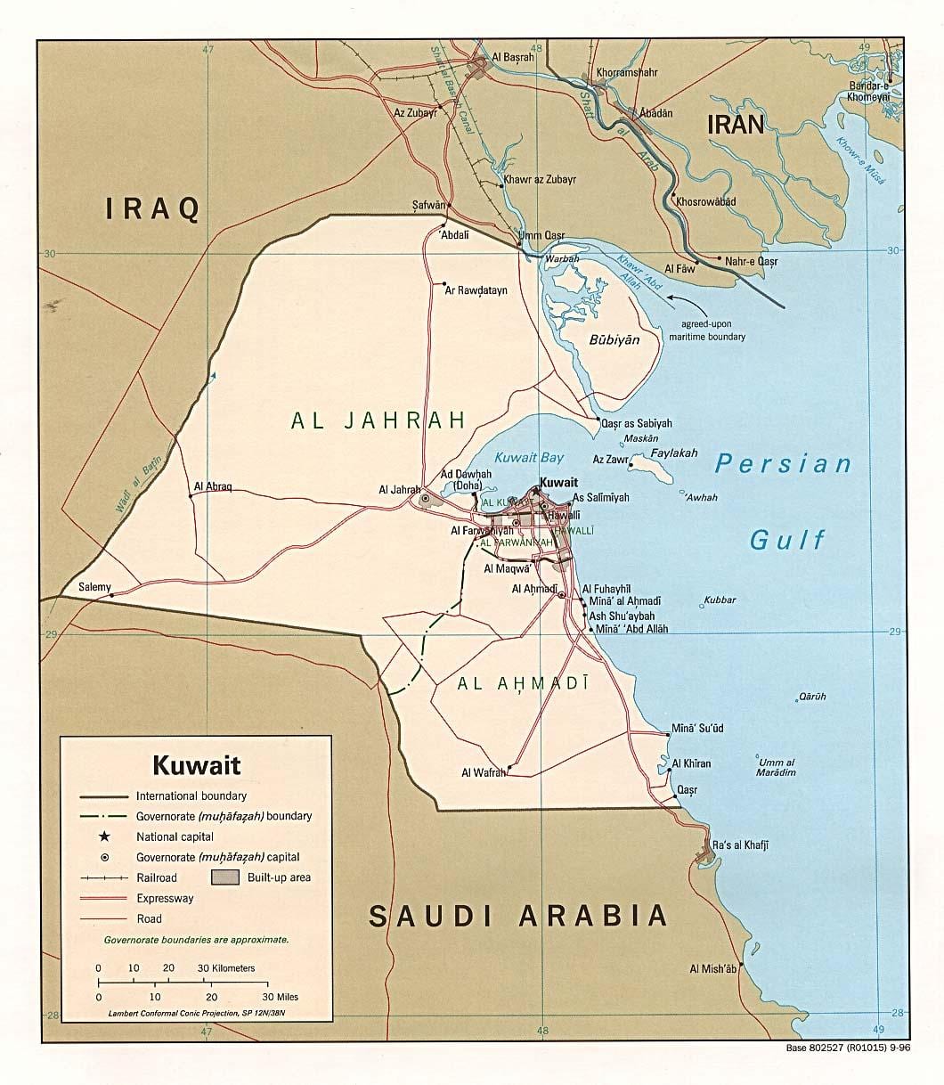 la carte de kuwait rivière