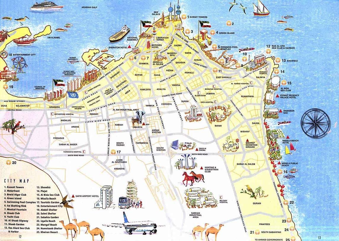 la carte de kuwait touristique