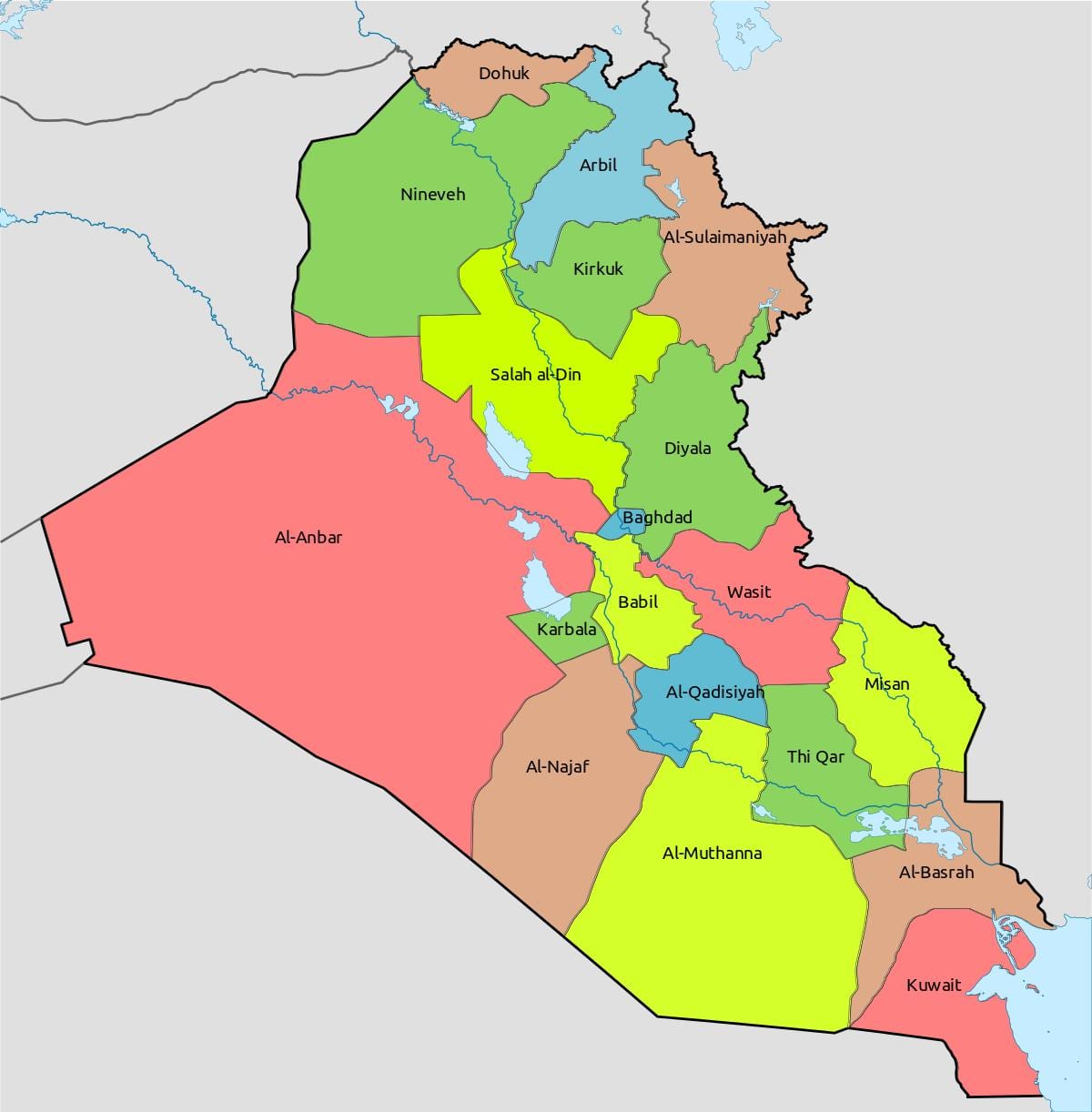 koweït carte avec des blocs