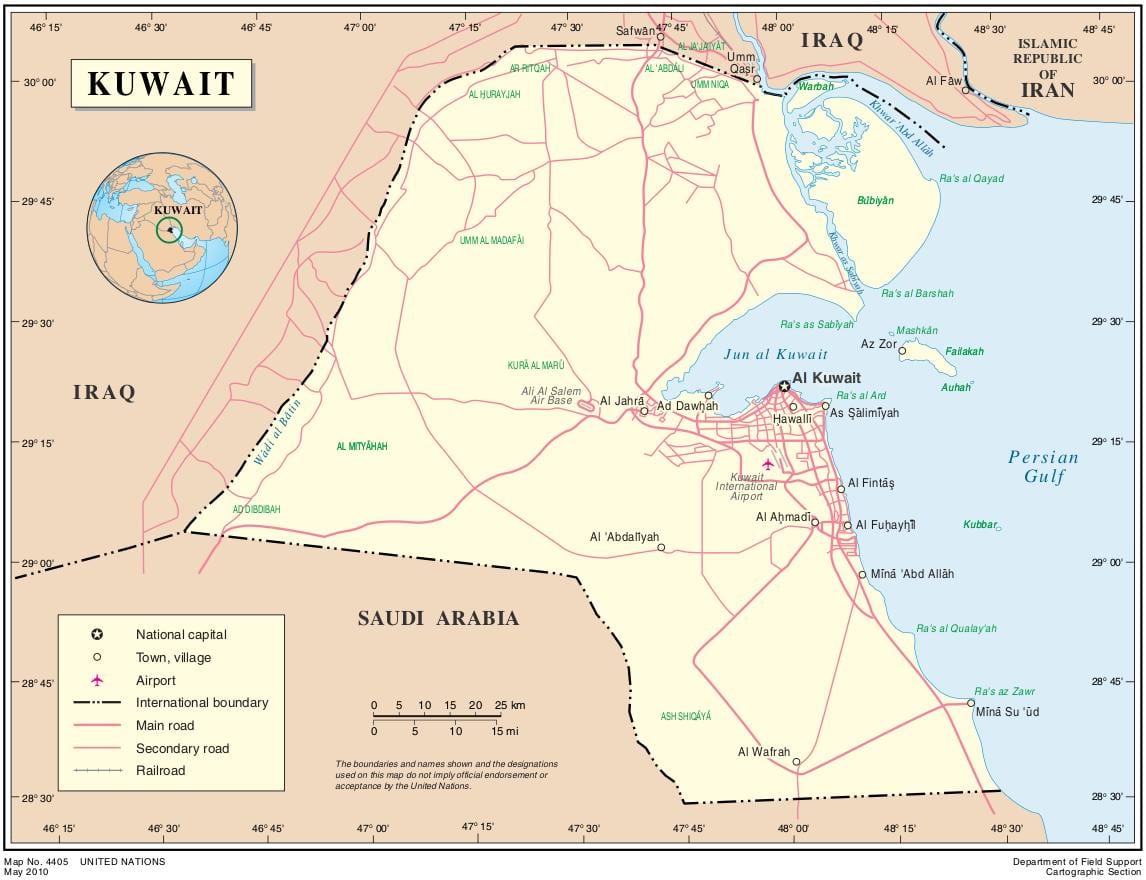 carte de l'ouest mishref koweït 